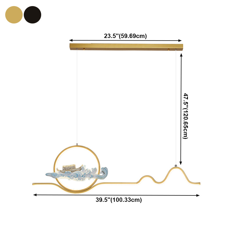 Linear Shape Island Lights Modern Style Metal 2 Light Pendant Lights