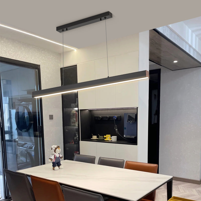 Esszimmer moderne Inselleuchte Schwarzes lineares Aluminium -Anhänger Licht