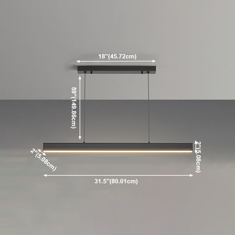 Esszimmer moderne Inselleuchte Schwarzes lineares Aluminium -Anhänger Licht