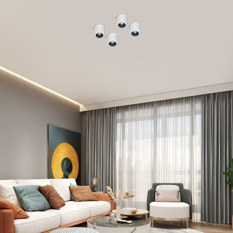 Lámpara de techo LED con forma de cilindro, montaje empotrado de 1 luz de aluminio moderno para hotel de pasillo