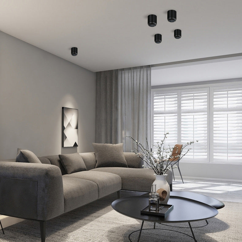 Lámpara de techo LED con forma de cilindro, montaje empotrado de 1 luz de aluminio moderno para hotel de pasillo