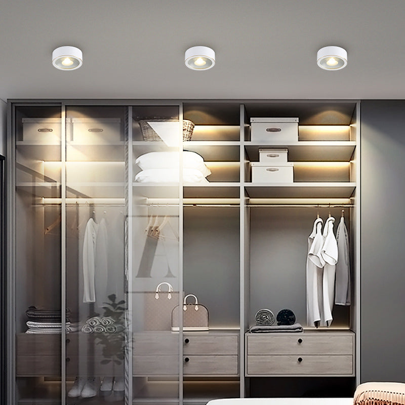 Plafonnier LED en forme de cylindre moderne en cuivre à 1 lumière encastré pour couloir et salon
