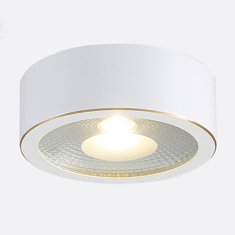 Plafonnier LED en forme de cylindre moderne en cuivre à 1 lumière encastré pour couloir et salon