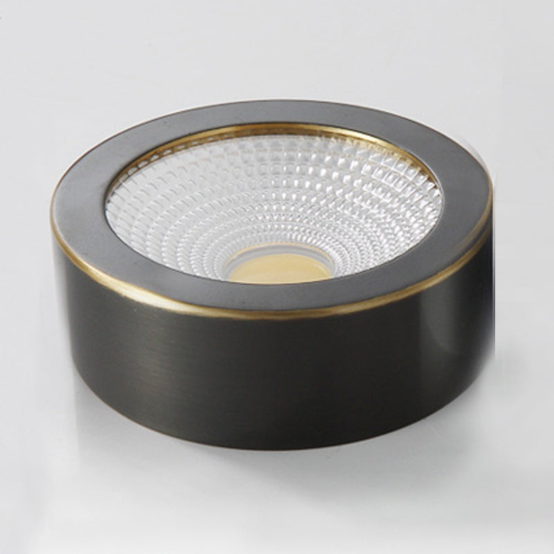 Plafonnier LED en forme de cylindre moderne en cuivre à 1 lumière encastré pour couloir et salon