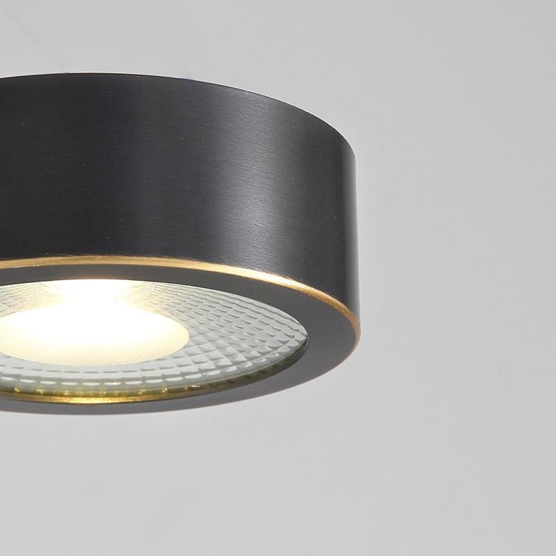 Plafonnier LED en forme de cylindre moderne en cuivre à 1 lumière encastré pour couloir et salon