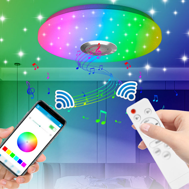 Plafonnier intelligent de forme ronde en acrylique moderne à 1 lumière pour chambre d'étude