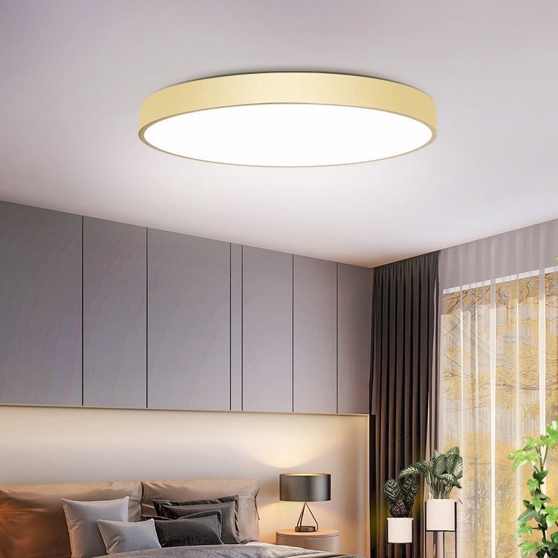 Plafonnier LED de forme ronde en cuivre moderne, 1 lumière, montage encastré pour le salon