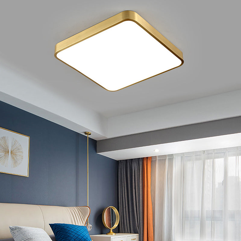 Plafonnier LED de forme ronde en cuivre moderne, 1 lumière, montage encastré pour le salon