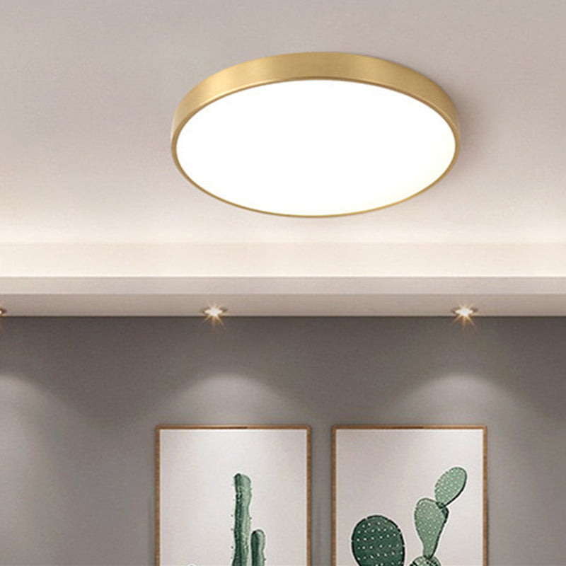 Plafonnier LED de forme ronde en cuivre moderne, 1 lumière, montage encastré pour le salon