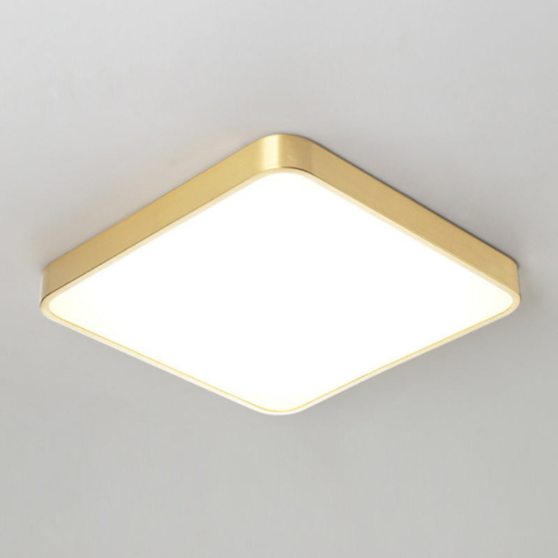 Plafonnier LED de forme ronde en cuivre moderne, 1 lumière, montage encastré pour le salon