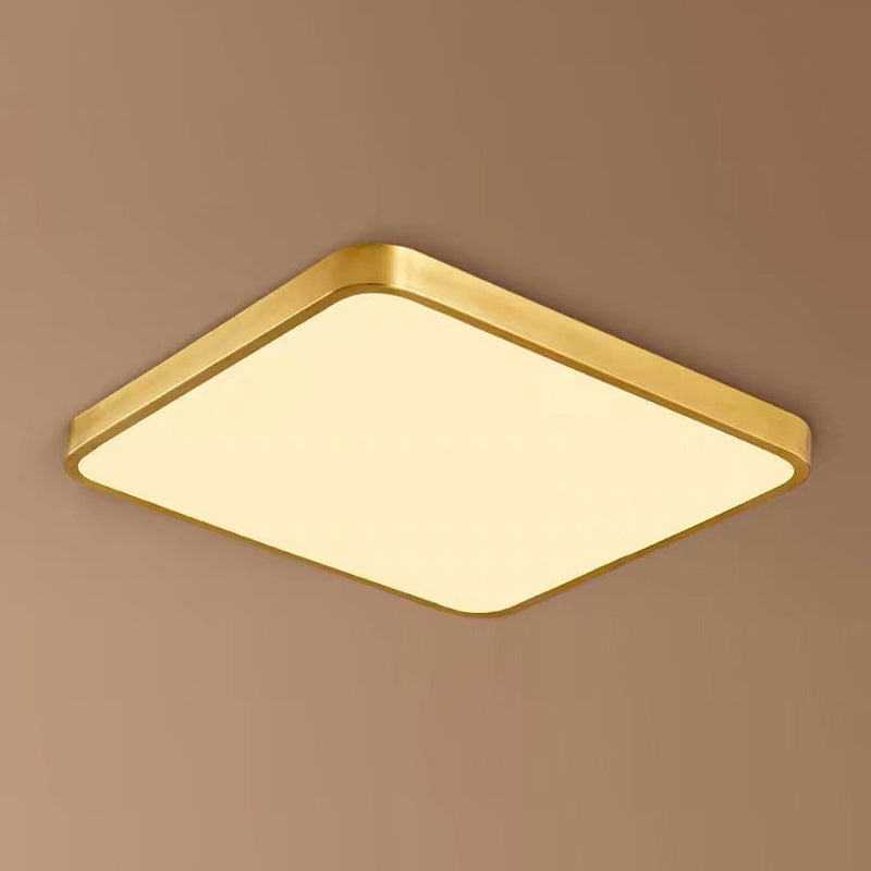 Plafonnier LED de forme ronde en cuivre moderne, 1 lumière, montage encastré pour le salon