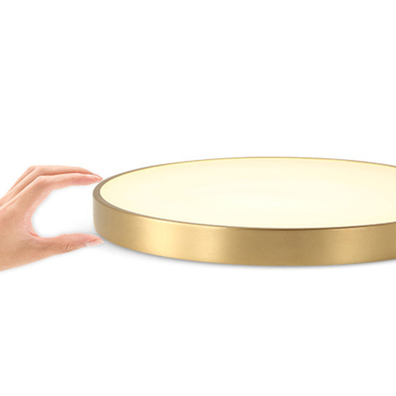Plafonnier LED de forme ronde en cuivre moderne, 1 lumière, montage encastré pour le salon