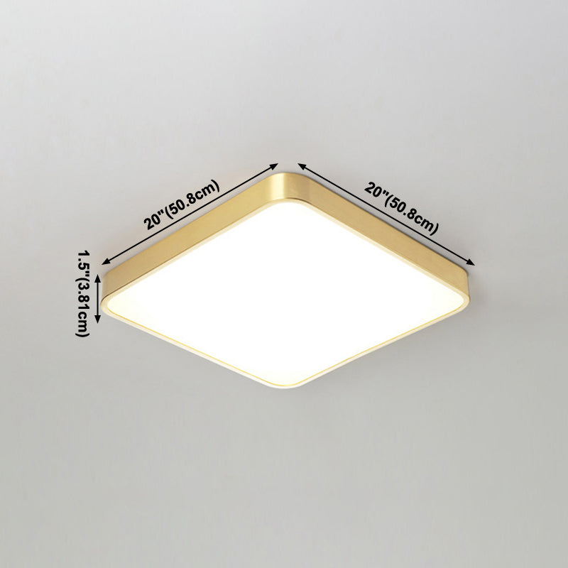 Plafonnier LED de forme ronde en cuivre moderne, 1 lumière, montage encastré pour le salon