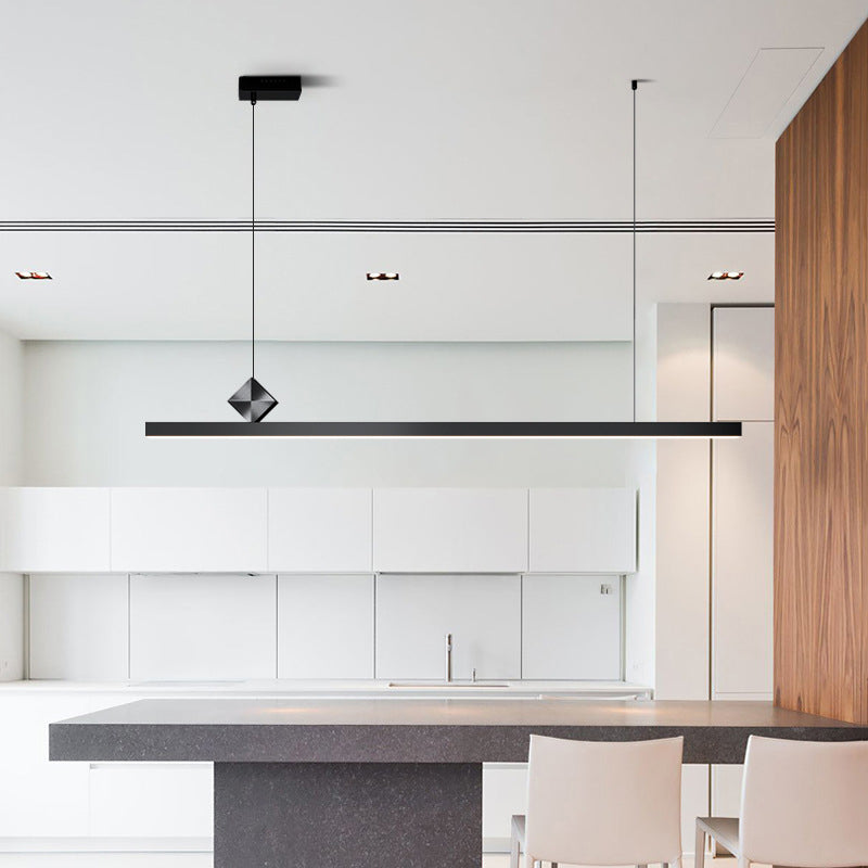 Modern Kitchen Pendant Light Linear Metal Single Light Island Ceiling Light in Black