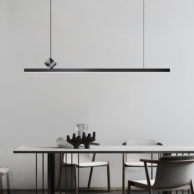 Modern Kitchen Pendant Light Linear Metal Single Light Island Ceiling Light in Black
