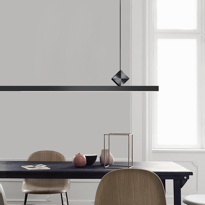Modern Kitchen Pendant Light Linear Metal Single Light Island Ceiling Light in Black