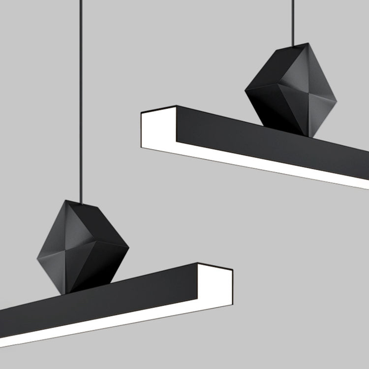 Modern Kitchen Pendant Light Linear Metal Single Light Island Ceiling Light in Black