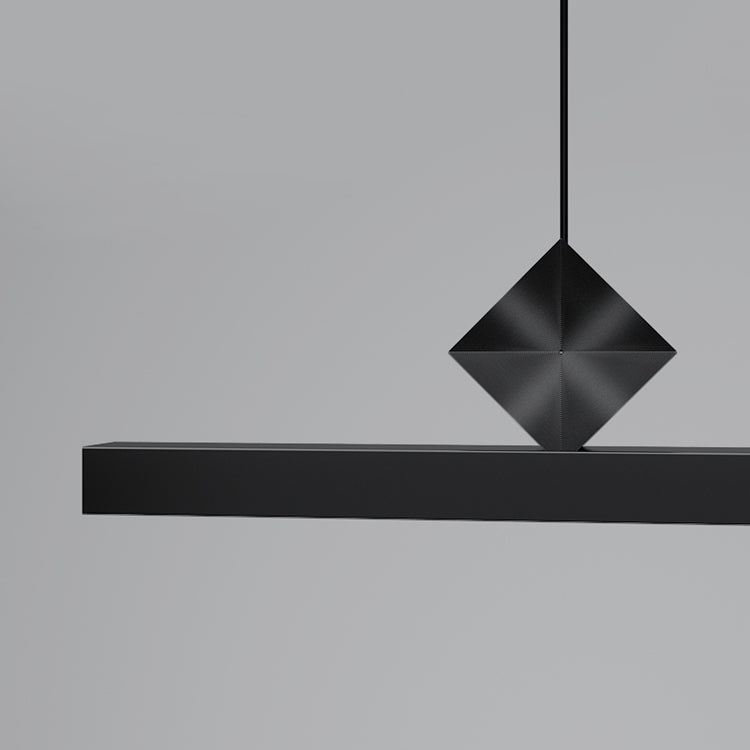 Modern Kitchen Pendant Light Linear Metal Single Light Island Ceiling Light in Black