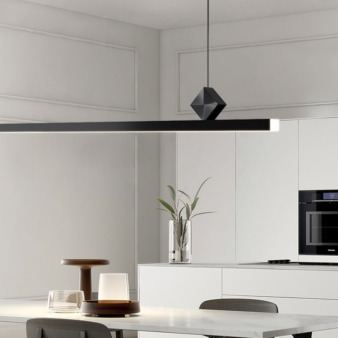 Modern Kitchen Pendant Light Linear Metal Single Light Island Ceiling Light in Black