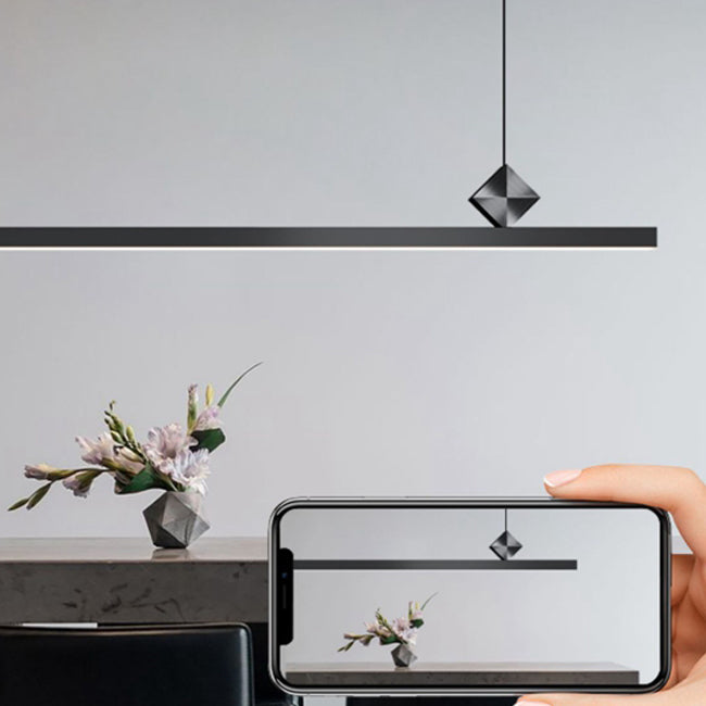 Modern Kitchen Pendant Light Linear Metal Single Light Island Ceiling Light in Black