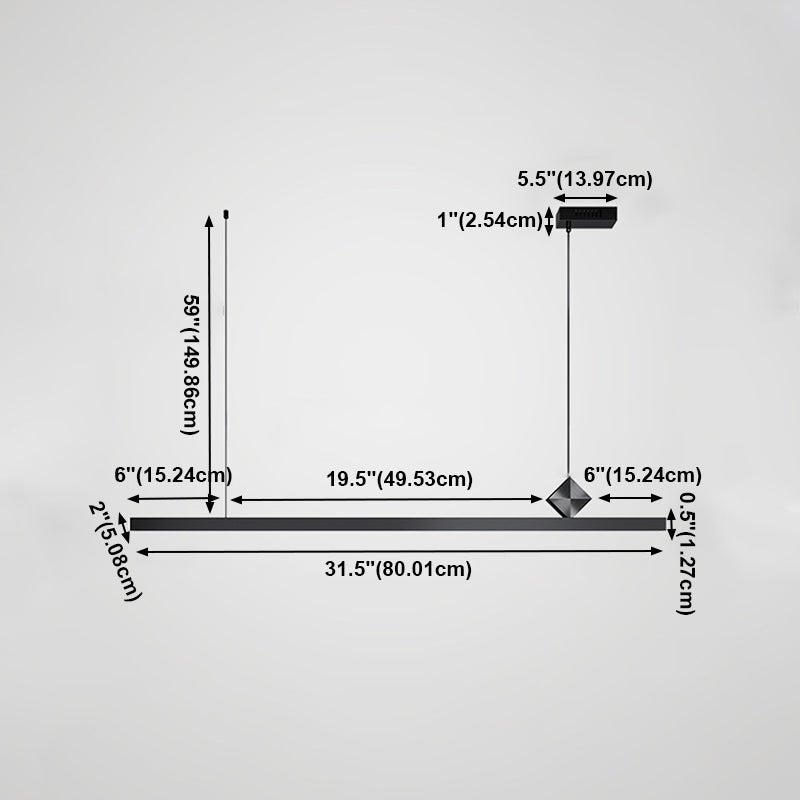 Modern Kitchen Pendant Light Linear Metal Single Light Island Ceiling Light in Black