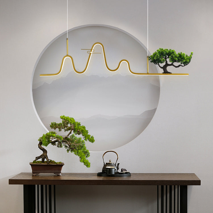 Linear Shape Island Light Modern Style Metal Single Light Pendant Light