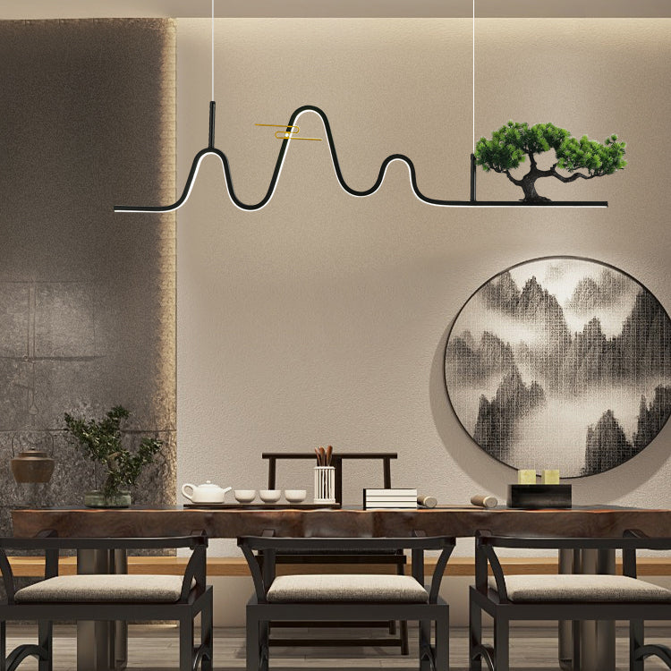 Linear Shape Island Light Modern Style Metal Single Light Pendant Light