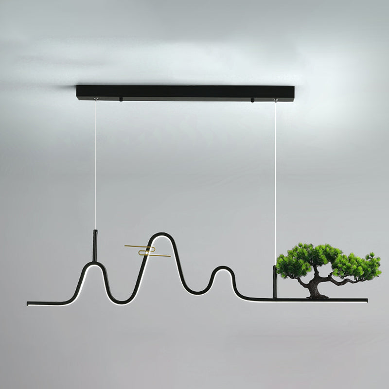 Linear Shape Island Light Modern Style Metal Single Light Pendant Light