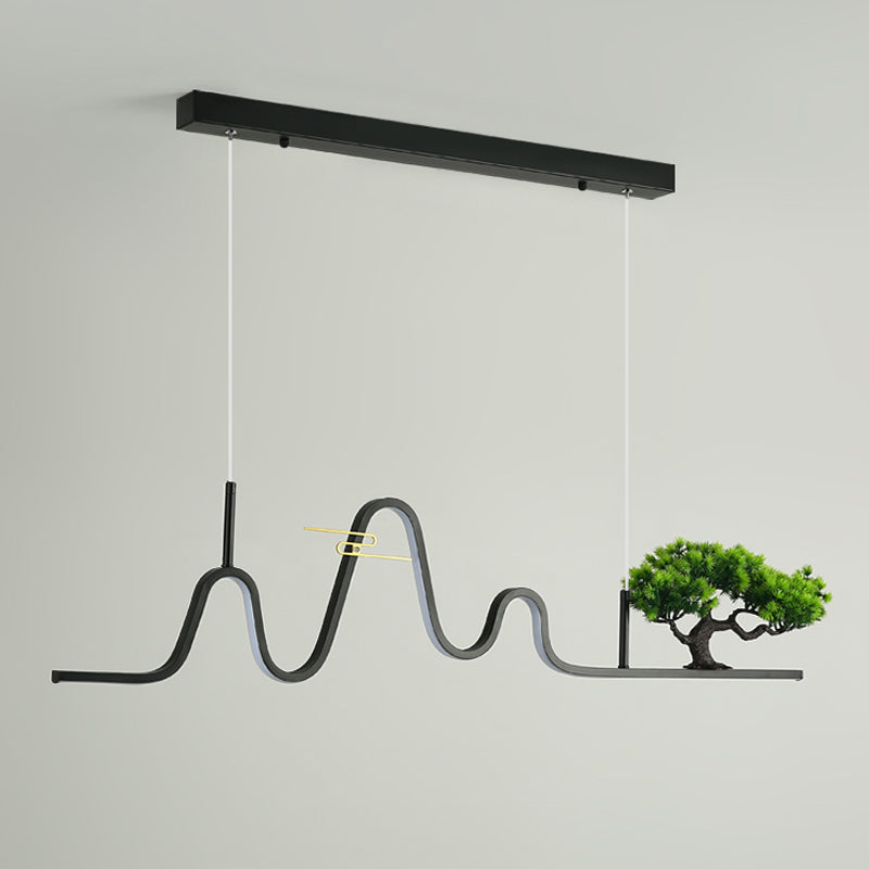 Linear Shape Island Light Modern Style Metal Single Light Pendant Light