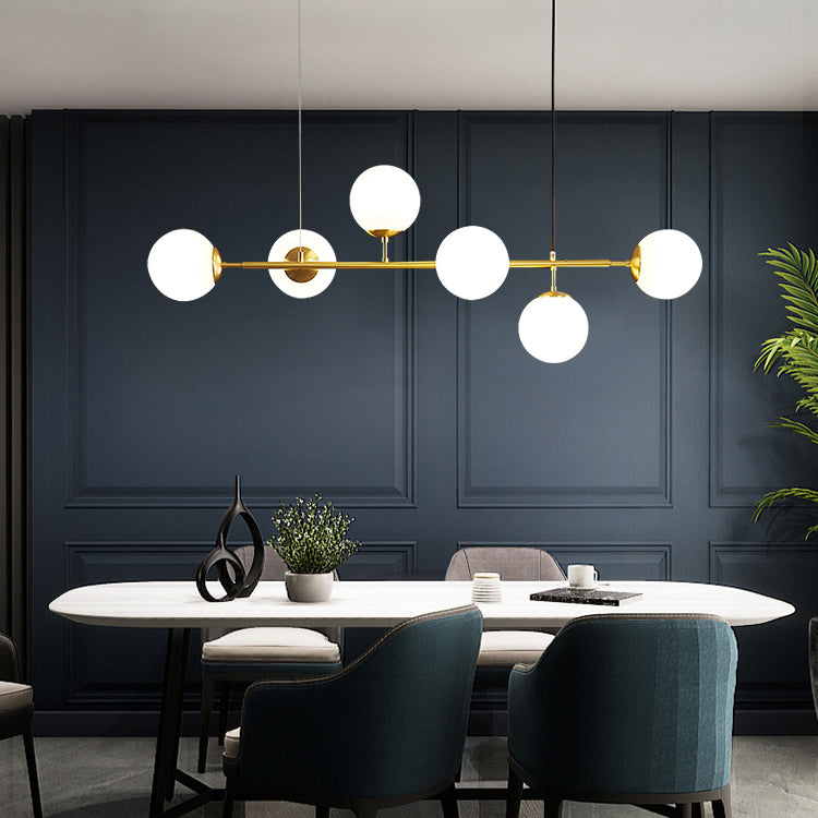 6 Light Sphere Island Light Fixture Contemporary Glass Island Chandelier