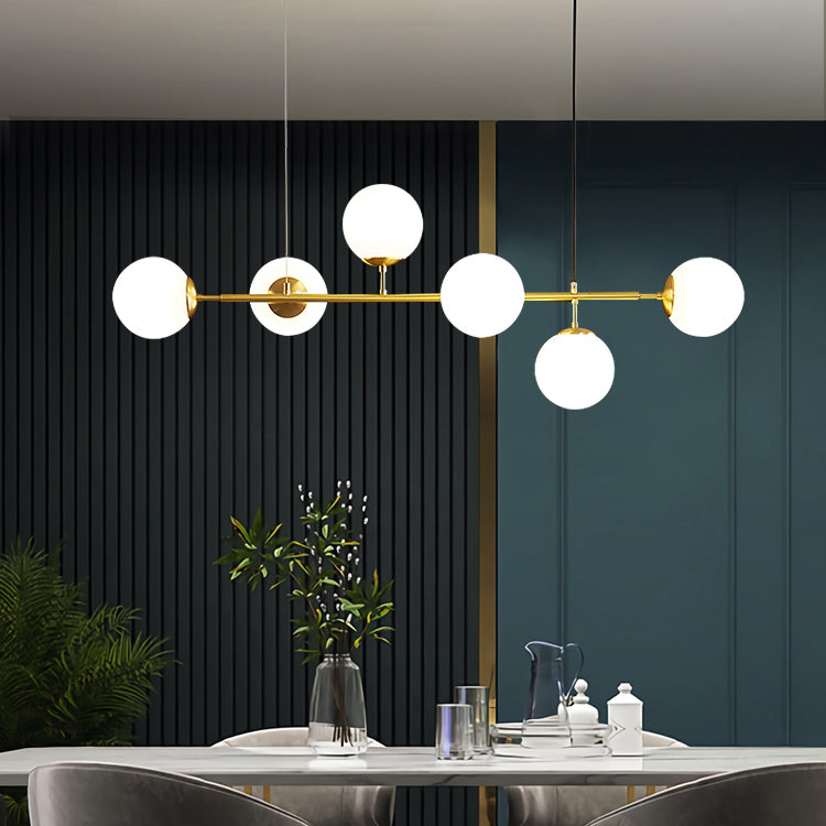 6 Light Sphere Island Light Fixture Contemporary Glass Island Chandelier