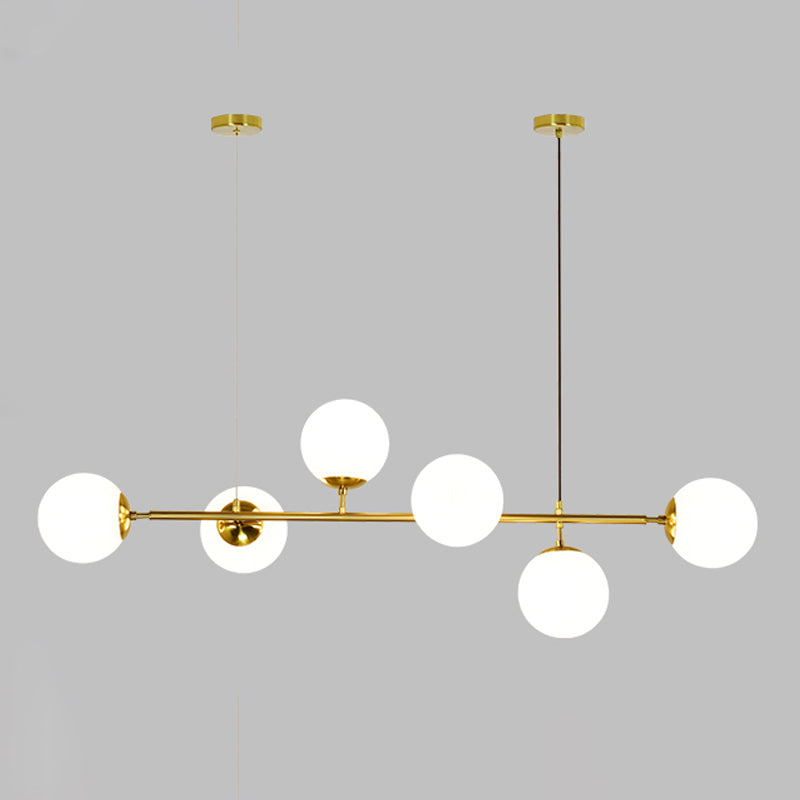 6 Light Sphere Island Light Fixture Contemporary Glass Island Chandelier