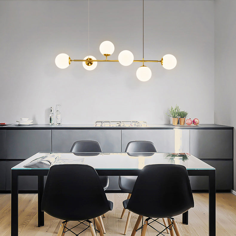 6 Light Sphere Island Light Fixture Contemporary Glass Island Chandelier
