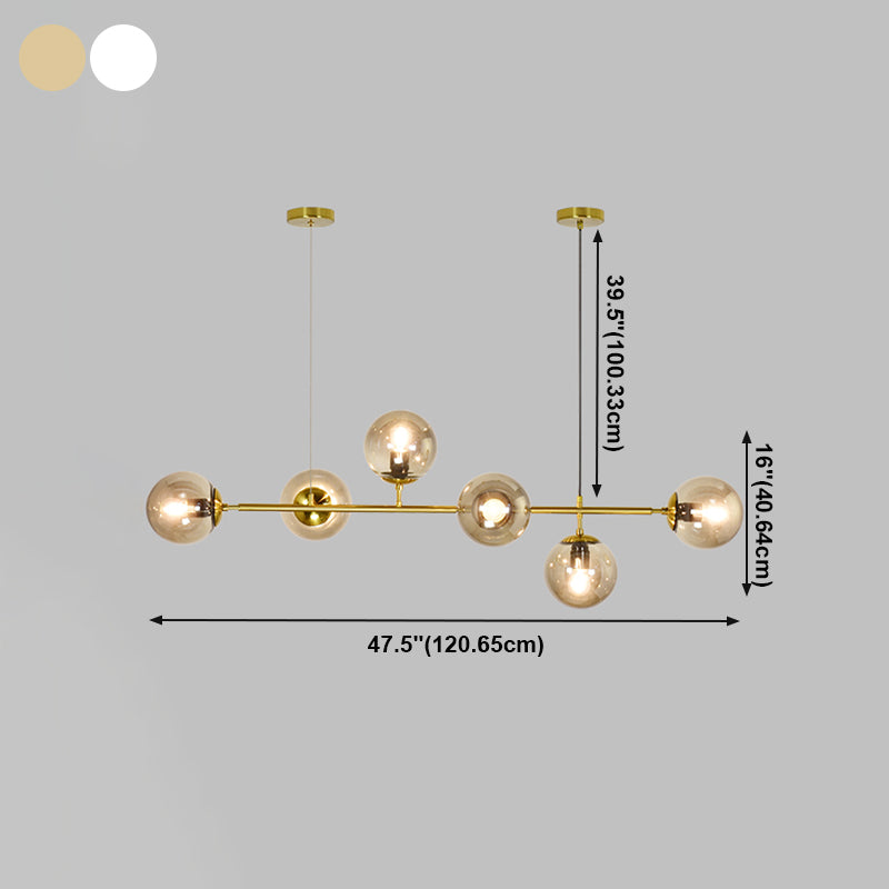6 Light Sphere Island Light Fixture Contemporary Glass Island Chandelier