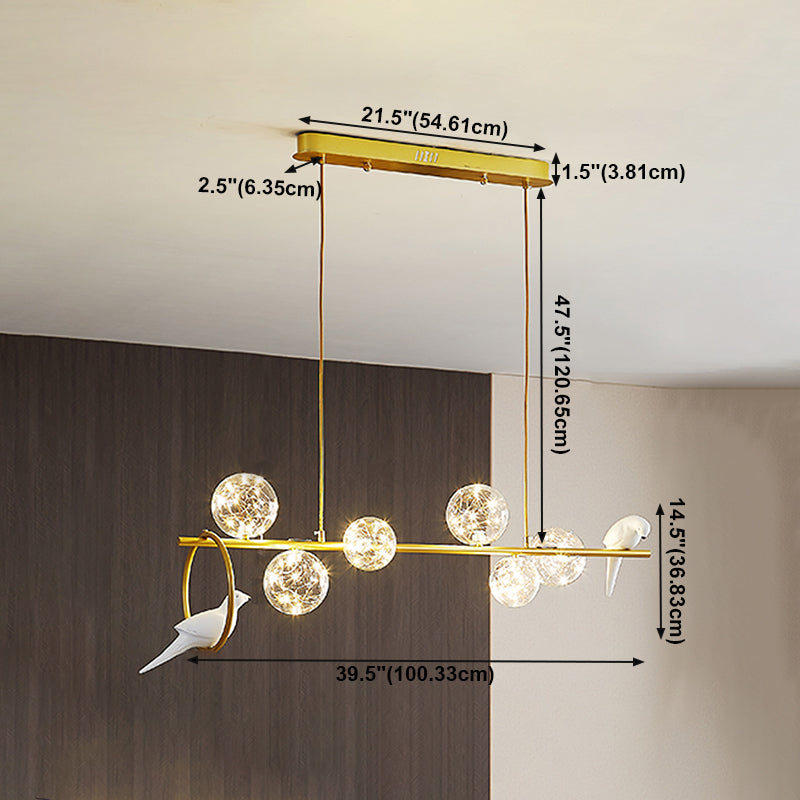 4 Light Sphere Island Light Fixture Contemporary Glass Island Chandelier in Gold