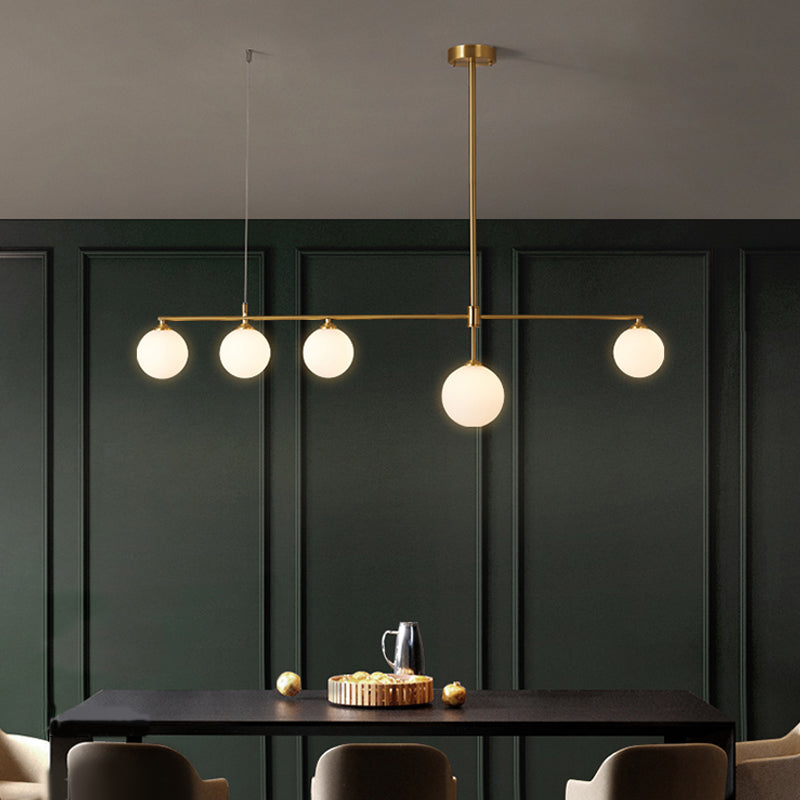 Copper Modern Island Lighting Glass Chandelier Light Fixture for Dining Room