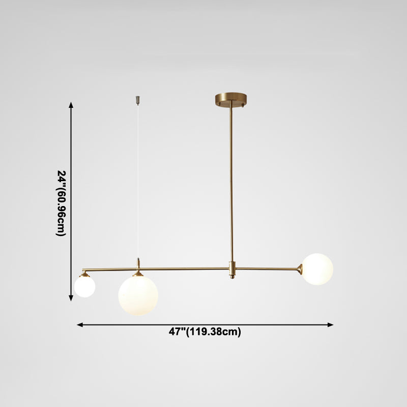 Copper Modern Island Lighting Glass Chandelier Light Fixture for Dining Room