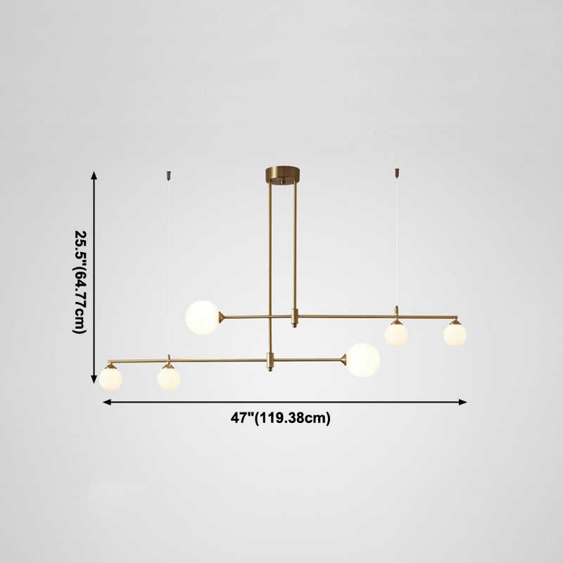 Copper Modern Island Lighting Glass Chandelier Light Fixture for Dining Room