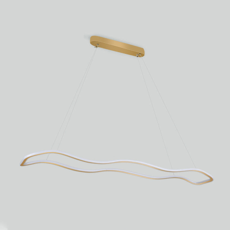 Nordic Modern Metal Chandelier Lamp Linear Gold Island Pendant for Dining Room