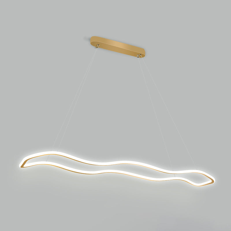 Nordic Modern Metal Chandelier Lamp Linear Gold Island Pendant for Dining Room