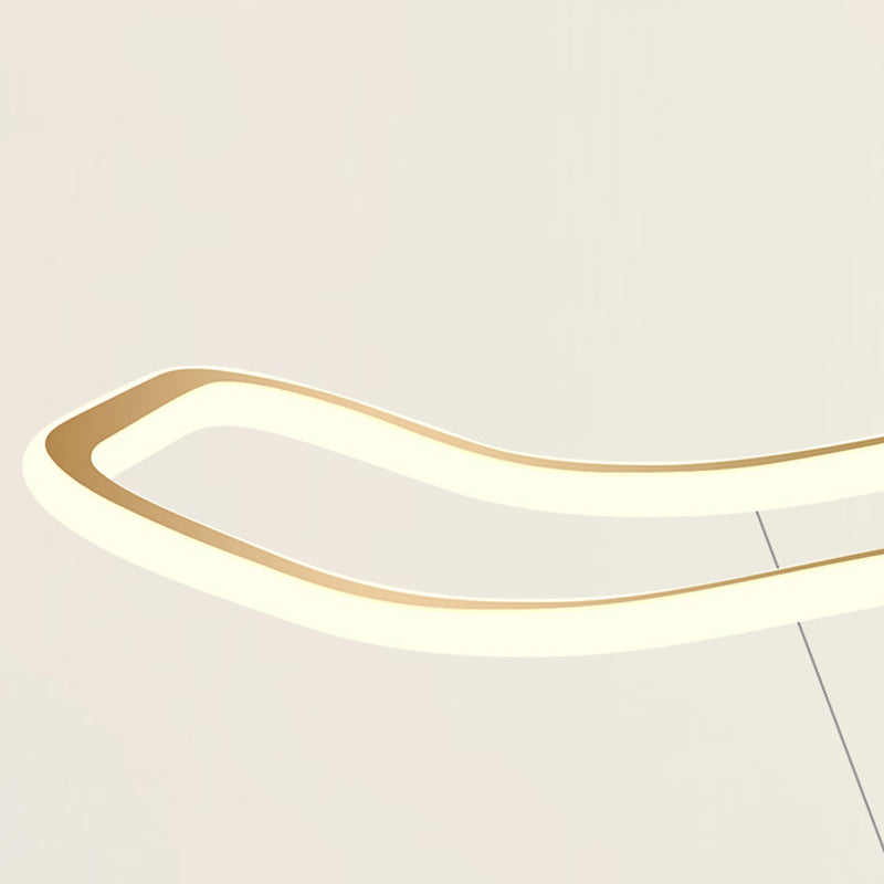 Nordic Modern Metal Chandelier Lamp Linear Gold Island Pendant for Dining Room