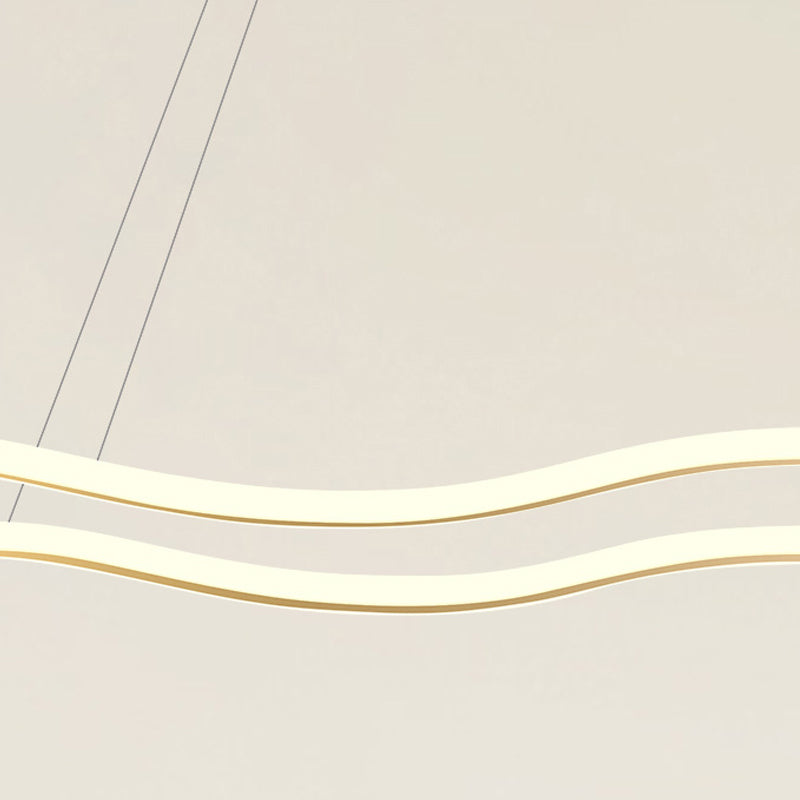 Nordic Modern Metal Chandelier Lamp Linear Gold Island Pendant for Dining Room