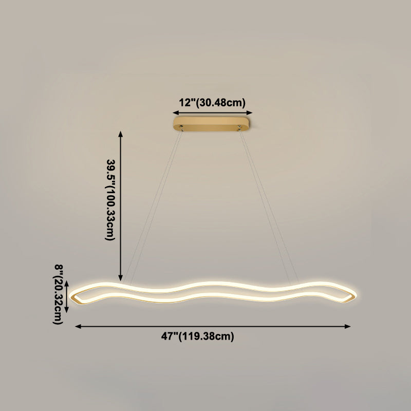 Nordic Modern Metal Chandelier Lamp Linear Gold Island Pendant for Dining Room