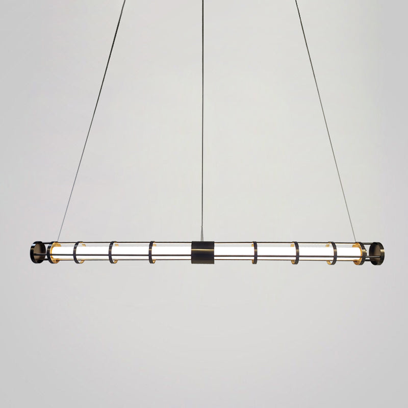 Postmodern Island Lighting Linear Glass Chandelier Light Fixture for Dining Room