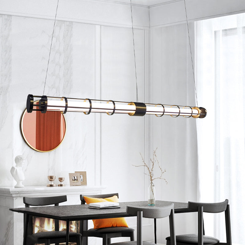 Postmodern Island Lighting Linear Glass Chandelier Light Fixture for Dining Room