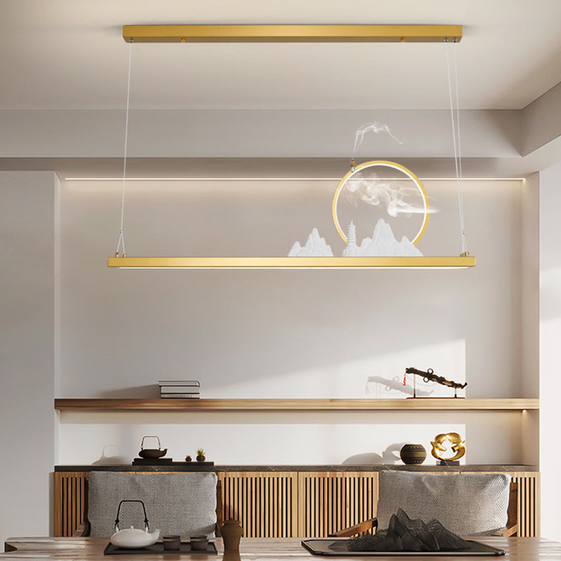 Linear Shape Island Lights Modern Style Metal 2 Light Pendant Lighting