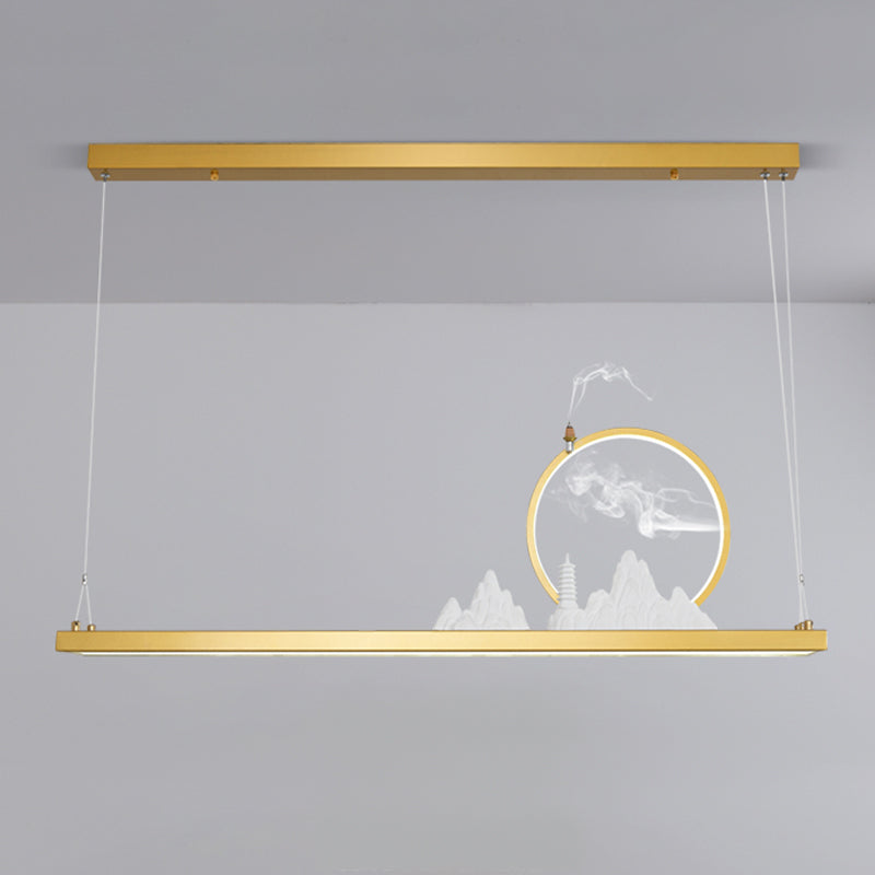 Linear Shape Island Lights Modern Style Metal 2 Light Pendant Lighting