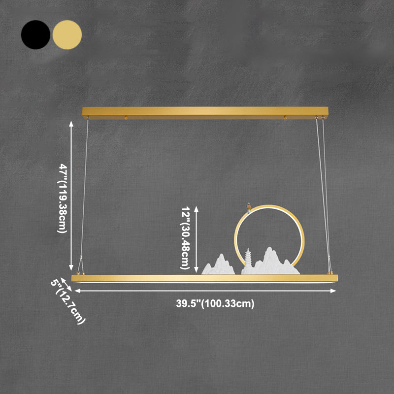 Linear Shape Island Lights Modern Style Metal 2 Light Pendant Lighting