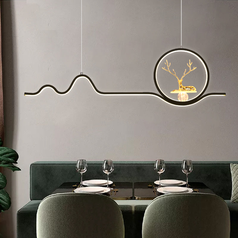 Linear Shape Island Lights Modern Style Metal 2 Light Pendant Lighting