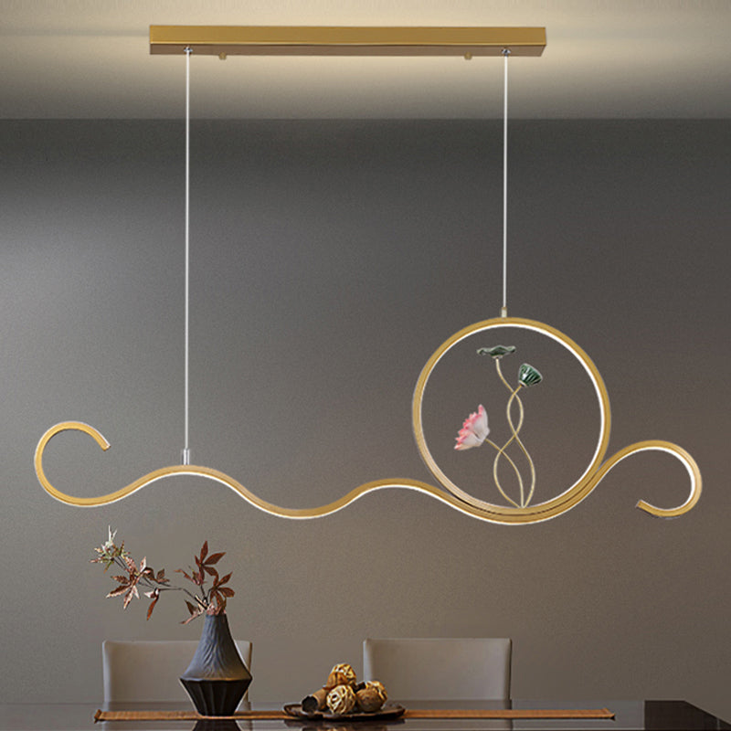 Linear Shape Island Lights Modern Style Metal Two Light Pendant Lighting